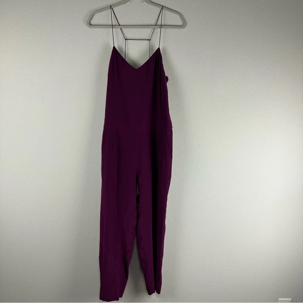J.Crew Purple 100% Silk Casual Sleeveless Jumpsuit Size 8 Petite